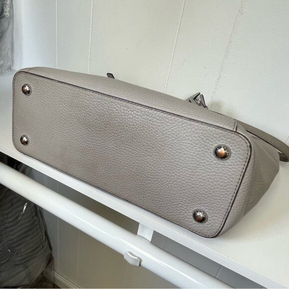 Michael Kors Pearl Grey Large Pebbled Leather Jet Set Tote Bag Purse Handbag - Picture 7 of 15